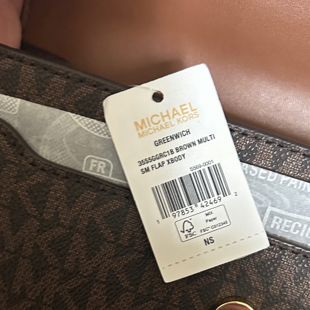 Michael Kors Greenwich small Brown and Tan signature Logo-Accent Crossbody Bag - Picture 7 of 8